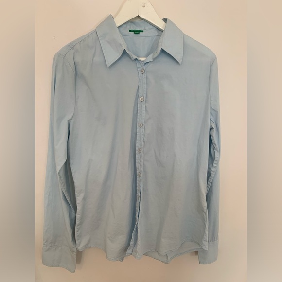 United Colors of Benetton Light Blue Women’s Shirt SIZE L - Picture 1 of 3